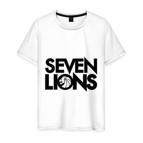 Мужская футболка хлопок с принтом 7 Lions в Кировске, 100% хлопок | прямой крой, круглый вырез горловины, длина до линии бедер, слегка спущенное плечо. | seven lions | лев | львы | семь | семь львов