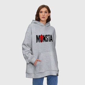 Худи SuperOversize хлопок с принтом Monsta в Кировске, 70% хлопок, 30% полиэстер, мягкий начес внутри | карман-кенгуру, эластичная резинка на манжетах и по нижней кромке, двухслойный капюшон
 | monsta | силовой спорт | силовой экстрим | спорт