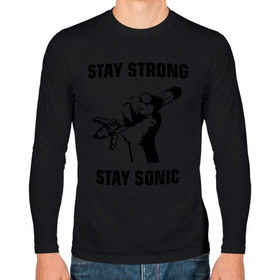Мужской лонгслив хлопок с принтом Doctor Who : Stay Strong Stay Sonic в Кировске, 100% хлопок |  | 
