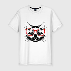 Мужская футболка премиум с принтом Котэ в Кировске, 92% хлопок, 8% лайкра | приталенный силуэт, круглый вырез ворота, длина до линии бедра, короткий рукав | домашний животные | животные | котэ | кошка в очках | кошки