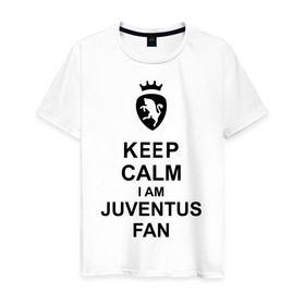 Мужская футболка хлопок с принтом keep calm I am juventus fan в Кировске, 100% хлопок | прямой крой, круглый вырез горловины, длина до линии бедер, слегка спущенное плечо. | juventus | keep calm | болельщик | кип калм | фанат | футбол | ювентус