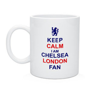 Кружка с принтом keep calm I am Chelsea London fan в Кировске, керамика | объем — 330 мл, диаметр — 80 мм. Принт наносится на бока кружки, можно сделать два разных изображения | лондон