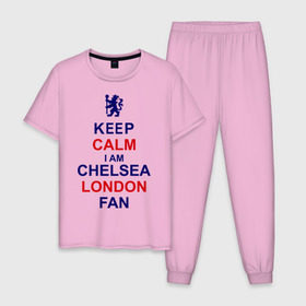 Мужская пижама хлопок с принтом keep calm I am Chelsea London fan в Кировске, 100% хлопок | брюки и футболка прямого кроя, без карманов, на брюках мягкая резинка на поясе и по низу штанин
 | лондон