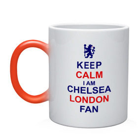 Кружка хамелеон с принтом keep calm I am Chelsea London fan в Кировске, керамика | меняет цвет при нагревании, емкость 330 мл | лондон