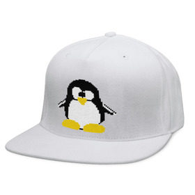 Кепка снепбек с прямым козырьком с принтом Битовый пингвин Linux в Кировске, хлопок 100% |  | админам | компьютерные | линукс | операционная система | ос