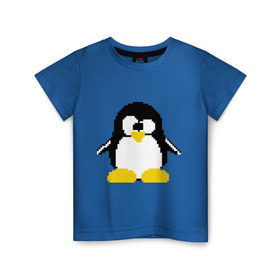 Детская футболка хлопок с принтом Битовый пингвин Linux в Кировске, 100% хлопок | круглый вырез горловины, полуприлегающий силуэт, длина до линии бедер | админам | компьютерные | линукс | операционная система | ос