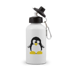 Бутылка спортивная с принтом Битовый пингвин Linux в Кировске, металл | емкость — 500 мл, в комплекте две пластиковые крышки и карабин для крепления | админам | компьютерные | линукс | операционная система | ос