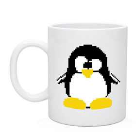 Кружка с принтом Битовый пингвин Linux в Кировске, керамика | объем — 330 мл, диаметр — 80 мм. Принт наносится на бока кружки, можно сделать два разных изображения | Тематика изображения на принте: админам | компьютерные | линукс | операционная система | ос
