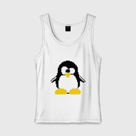 Женская майка хлопок с принтом Битовый пингвин Linux в Кировске, 95% хлопок, 5% эластан |  | админам | компьютерные | линукс | операционная система | ос