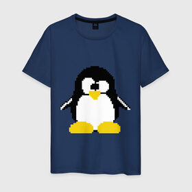 Мужская футболка хлопок с принтом Битовый пингвин Linux в Кировске, 100% хлопок | прямой крой, круглый вырез горловины, длина до линии бедер, слегка спущенное плечо. | Тематика изображения на принте: админам | компьютерные | линукс | операционная система | ос