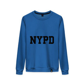 Женский свитшот хлопок с принтом NYPD в Кировске, 100% хлопок | прямой крой, круглый вырез, на манжетах и по низу широкая трикотажная резинка  | new york | силовые структуры