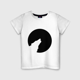 Детская футболка хлопок с принтом Волчица в Кировске, 100% хлопок | круглый вырез горловины, полуприлегающий силуэт, длина до линии бедер | волк | волк воет  на луну | животные | луна