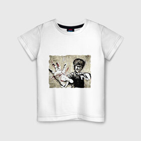 Детская футболка хлопок с принтом Bruce Lee в Кировске, 100% хлопок | круглый вырез горловины, полуприлегающий силуэт, длина до линии бедер | брюс ли