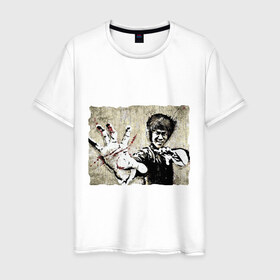 Мужская футболка хлопок с принтом Bruce Lee в Кировске, 100% хлопок | прямой крой, круглый вырез горловины, длина до линии бедер, слегка спущенное плечо. | брюс ли