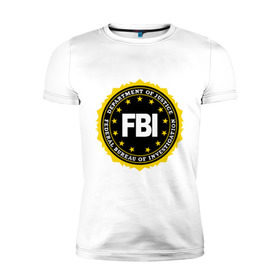 Мужская футболка премиум с принтом FBI в Кировске, 92% хлопок, 8% лайкра | приталенный силуэт, круглый вырез ворота, длина до линии бедра, короткий рукав | fbi | federal bureau of investigation | newtop | америка | спецслужбы | сша | фбр | федеральное бюро расследований