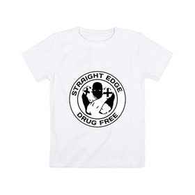 Детская футболка хлопок с принтом Streght edge (sXe) (3) в Кировске, 100% хлопок | круглый вырез горловины, полуприлегающий силуэт, длина до линии бедер | drug free | hardcore | streght edge | sxe | музыка