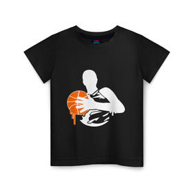 Детская футболка хлопок с принтом Баскетболист glow в Кировске, 100% хлопок | круглый вырез горловины, полуприлегающий силуэт, длина до линии бедер | basketball | glow | баскет | баскетбол | баскетбольный мяч | спорт