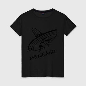 Женская футболка хлопок с принтом Mexicano в Кировске, 100% хлопок | прямой крой, круглый вырез горловины, длина до линии бедер, слегка спущенное плечо | mexicano | skull | мексиканец | череп