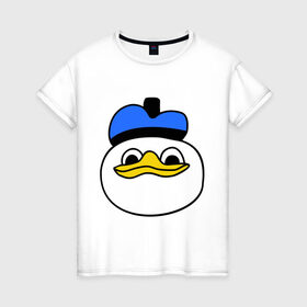 Женская футболка хлопок с принтом Утка мем в Кировске, 100% хлопок | прямой крой, круглый вырез горловины, длина до линии бедер, слегка спущенное плечо | bad | мем | утенок | утка