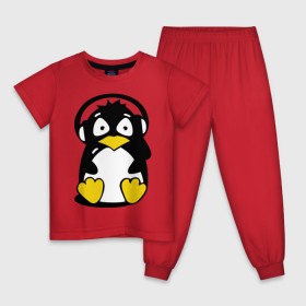 Детская пижама хлопок с принтом Пингвин в наушниках в Кировске, 100% хлопок |  брюки и футболка прямого кроя, без карманов, на брюках мягкая резинка на поясе и по низу штанин
 | животные | пингвиненок | пингвинчик | прикольные картинки