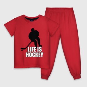 Детская пижама хлопок с принтом Life is hockey (Хоккей - это жизнь) в Кировске, 100% хлопок |  брюки и футболка прямого кроя, без карманов, на брюках мягкая резинка на поясе и по низу штанин
 | hockey | life is hockey | хоккеист | хоккей | хоккей   это жизнь
