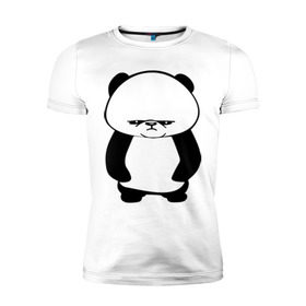 Мужская футболка премиум с принтом Серьезная панда. в Кировске, 92% хлопок, 8% лайкра | приталенный силуэт, круглый вырез ворота, длина до линии бедра, короткий рукав | панда