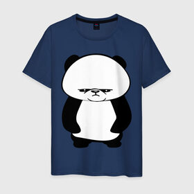 Мужская футболка хлопок с принтом Серьезная панда. в Кировске, 100% хлопок | прямой крой, круглый вырез горловины, длина до линии бедер, слегка спущенное плечо. | панда