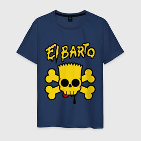 Мужская футболка хлопок с принтом El Barto в Кировске, 100% хлопок | прямой крой, круглый вырез горловины, длина до линии бедер, слегка спущенное плечо. | Тематика изображения на принте: кости | мексика симпсон | прикольная картинка | череп