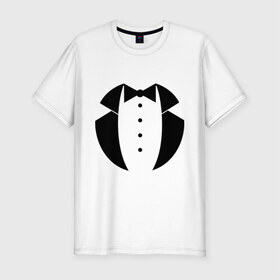 Мужская футболка премиум с принтом Смокинг в Кировске, 92% хлопок, 8% лайкра | приталенный силуэт, круглый вырез ворота, длина до линии бедра, короткий рукав | 