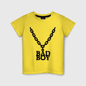 Детская футболка хлопок с принтом Цепочка bad boy в Кировске, 100% хлопок | круглый вырез горловины, полуприлегающий силуэт, длина до линии бедер | Тематика изображения на принте: bad boy