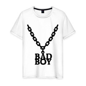 Мужская футболка хлопок с принтом Цепочка bad boy в Кировске, 100% хлопок | прямой крой, круглый вырез горловины, длина до линии бедер, слегка спущенное плечо. | bad boy