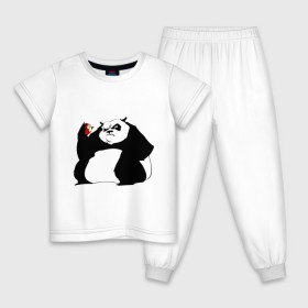 Детская пижама хлопок с принтом Жирная панда в Кировске, 100% хлопок |  брюки и футболка прямого кроя, без карманов, на брюках мягкая резинка на поясе и по низу штанин
 | панда