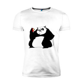Мужская футболка премиум с принтом Жирная панда в Кировске, 92% хлопок, 8% лайкра | приталенный силуэт, круглый вырез ворота, длина до линии бедра, короткий рукав | панда