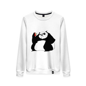 Женский свитшот хлопок с принтом Жирная панда в Кировске, 100% хлопок | прямой крой, круглый вырез, на манжетах и по низу широкая трикотажная резинка  | панда