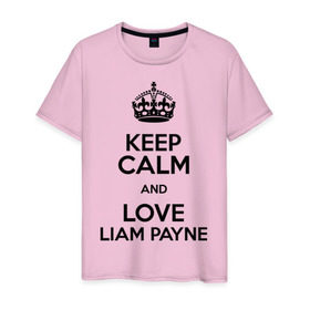 Мужская футболка хлопок с принтом Keep calm and love Liam Payne в Кировске, 100% хлопок | прямой крой, круглый вырез горловины, длина до линии бедер, слегка спущенное плечо. | 1d | keep calm | liam payne | music | one direction | лиам пейн
