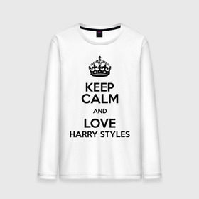 Мужской лонгслив хлопок с принтом Keep calm and love Harry Styles в Кировске, 100% хлопок |  | Тематика изображения на принте: 1d | harry styles | keep calm | music | one direction | гарри стайлс