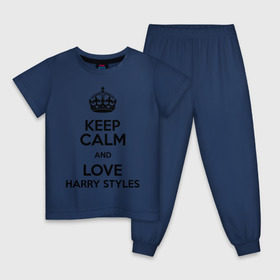 Детская пижама хлопок с принтом Keep calm and love Harry Styles в Кировске, 100% хлопок |  брюки и футболка прямого кроя, без карманов, на брюках мягкая резинка на поясе и по низу штанин
 | 1d | harry styles | keep calm | music | one direction | гарри стайлс