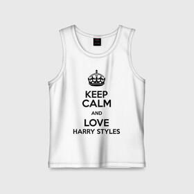 Детская майка хлопок с принтом Keep calm and love Harry Styles в Кировске,  |  | Тематика изображения на принте: 1d | harry styles | keep calm | music | one direction | гарри стайлс