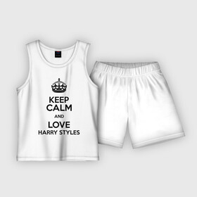 Детская пижама с шортами хлопок с принтом Keep calm and love Harry Styles в Кировске,  |  | 1d | harry styles | keep calm | music | one direction | гарри стайлс