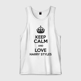 Мужская майка хлопок с принтом Keep calm and love Harry Styles в Кировске, 100% хлопок |  | Тематика изображения на принте: 1d | harry styles | keep calm | music | one direction | гарри стайлс