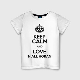 Детская футболка хлопок с принтом Keep calm and love Niall Horan в Кировске, 100% хлопок | круглый вырез горловины, полуприлегающий силуэт, длина до линии бедер | Тематика изображения на принте: 1d | keep calm | music | niall horan | one direction | найл хоран