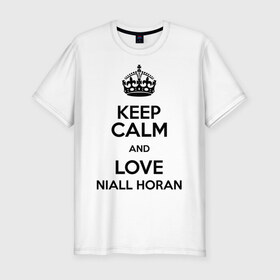 Мужская футболка премиум с принтом Keep calm and love Niall Horan в Кировске, 92% хлопок, 8% лайкра | приталенный силуэт, круглый вырез ворота, длина до линии бедра, короткий рукав | 1d | keep calm | music | niall horan | one direction | найл хоран