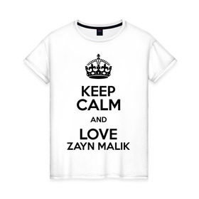 Женская футболка хлопок с принтом Keep calm and love Zayn Malik в Кировске, 100% хлопок | прямой крой, круглый вырез горловины, длина до линии бедер, слегка спущенное плечо | 1d | keep calm | music | one direction | zayn malik | зейн малик