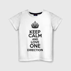 Детская футболка хлопок с принтом Keep calm and love One Direction в Кировске, 100% хлопок | круглый вырез горловины, полуприлегающий силуэт, длина до линии бедер | 1d | keep calm | love one direction | music | one direction