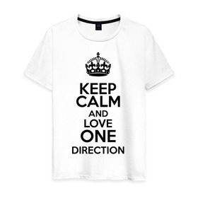 Мужская футболка хлопок с принтом Keep calm and love One Direction в Кировске, 100% хлопок | прямой крой, круглый вырез горловины, длина до линии бедер, слегка спущенное плечо. | Тематика изображения на принте: 1d | keep calm | love one direction | music | one direction