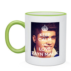 Кружка двухцветная с принтом Keep calm and love Zayn Malik в Кировске, керамика | объем — 330 мл, диаметр — 80 мм. Цветная ручка и кайма сверху, в некоторых цветах — вся внутренняя часть | 1d | keep calm | music | one direction | zayn malik | зейн малик