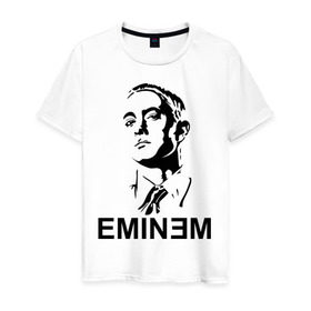 Мужская футболка хлопок с принтом Эминем в Кировске, 100% хлопок | прямой крой, круглый вырез горловины, длина до линии бедер, слегка спущенное плечо. | хип хоп
