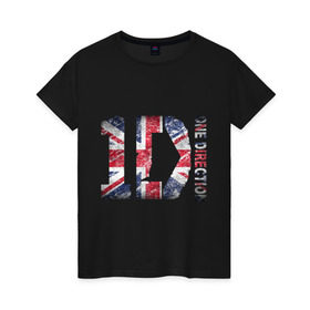 Женская футболка хлопок с принтом 1D в Кировске, 100% хлопок | прямой крой, круглый вырез горловины, длина до линии бедер, слегка спущенное плечо | 1d | british flag | flag | keep calm | music | one direction | британский флаг | флаг