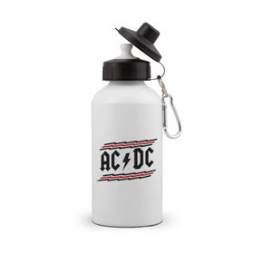 Бутылка спортивная с принтом ACDC в Кировске, металл | емкость — 500 мл, в комплекте две пластиковые крышки и карабин для крепления | acdc | rock | блюз рок | рок | рок группа | рок н ролл | хард рок | эйсидиси