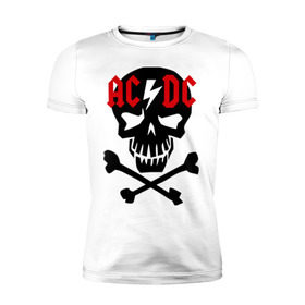 Мужская футболка премиум с принтом ACDC skull в Кировске, 92% хлопок, 8% лайкра | приталенный силуэт, круглый вырез ворота, длина до линии бедра, короткий рукав | acdc | rock | блюз рок | рок | рок группа | рок н ролл | хард рок | эйсидиси